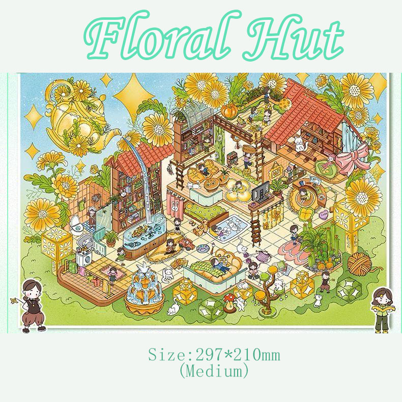 Flora Garden DIY 3D Scene Stickers - 2 Cute Miniature Scenes
