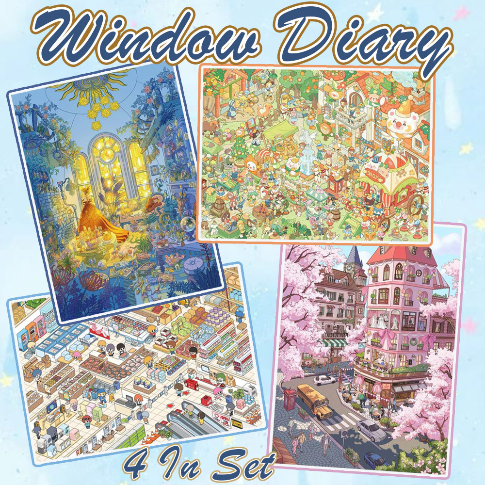 Window Diary DIY 3D Scene Stickers Collection - 4 Cute Miniature Scenes