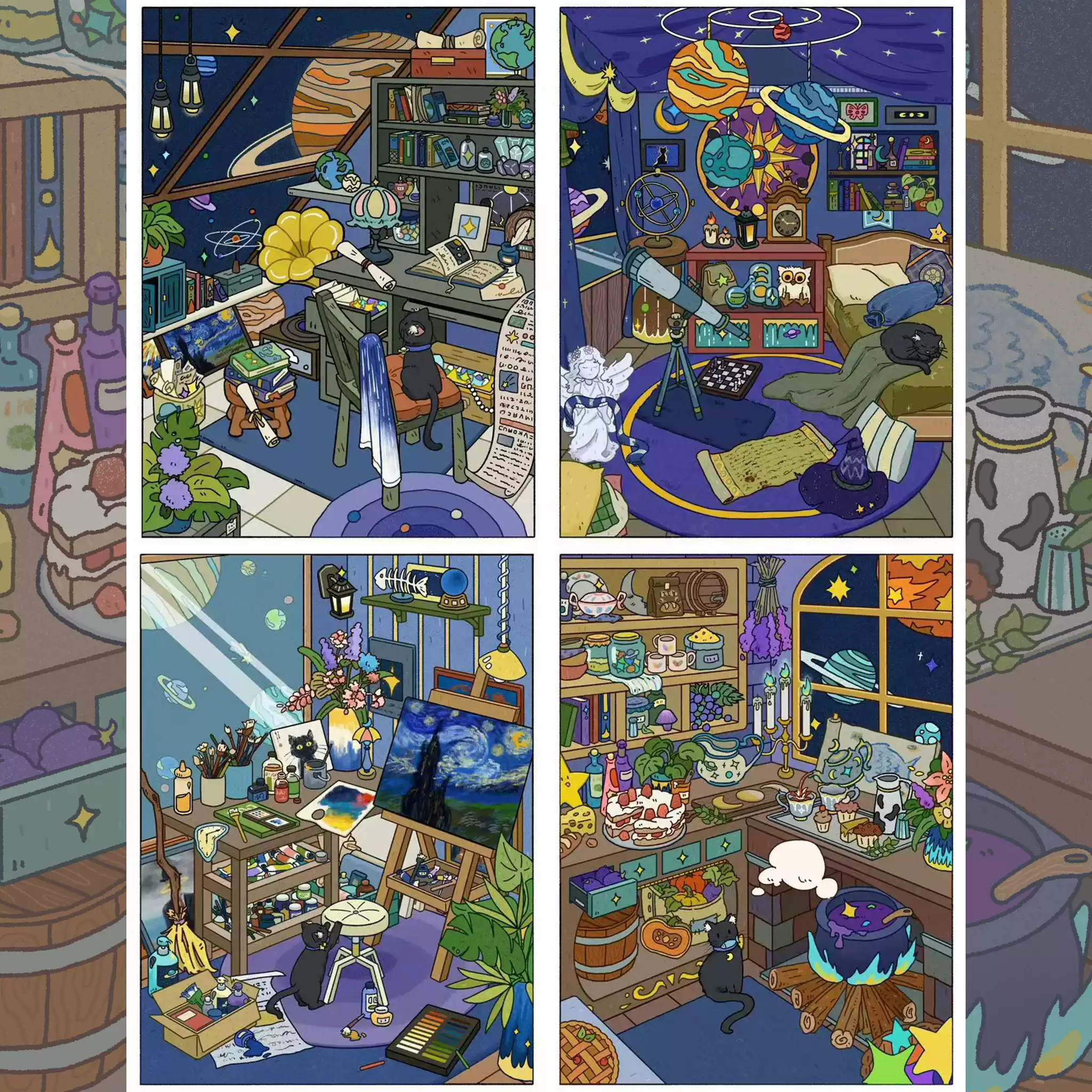 Dream Catcher DIY 3D Sticker Collection - 4 Cute Miniature Scenes