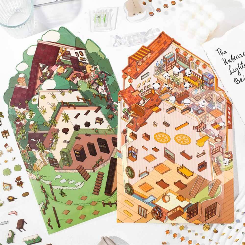 Fun House DIY 3D Scene Stickers 2 Cute Miniature Scenes