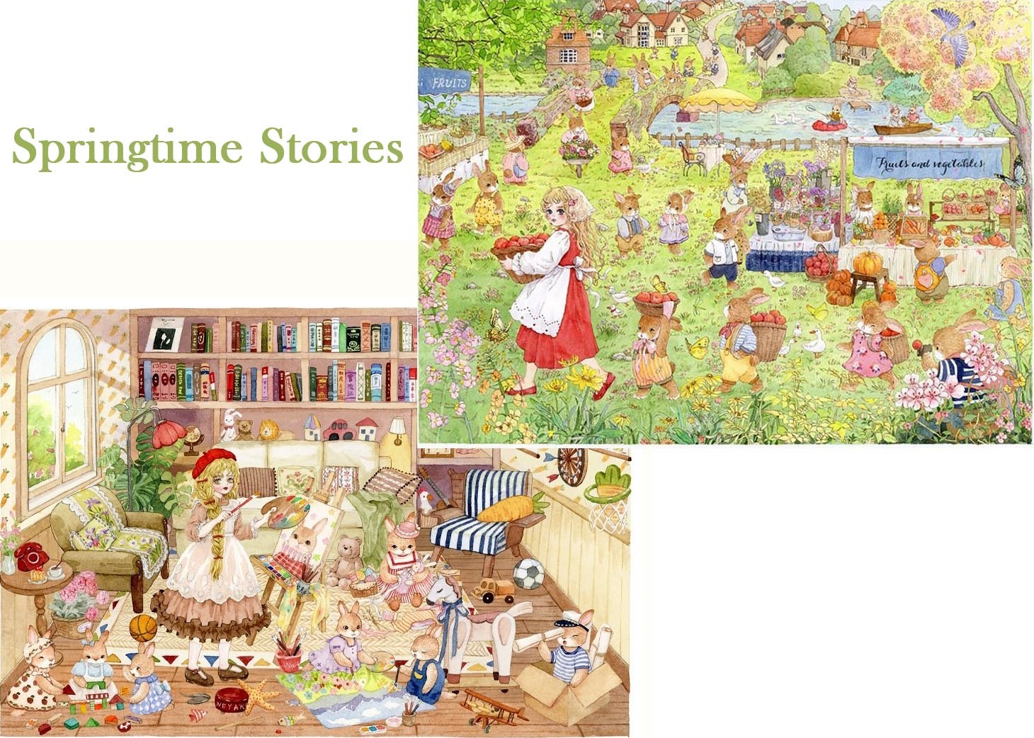 Springtime Stories DIY 3D Scene Stickers - 2 Cute Miniature Scenes