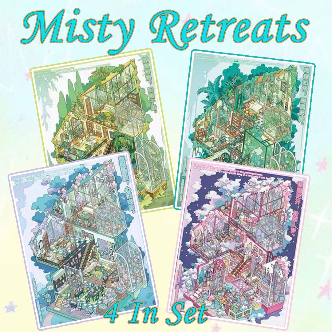 Misty Retreats DIY 3D Scene Stickers Collection - 4 Cute Miniature Scenes