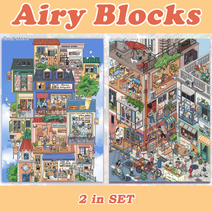 Airy Blocks DIY 3D Scene Stickers - 2 Cute Miniature Scenes (with guidelines)