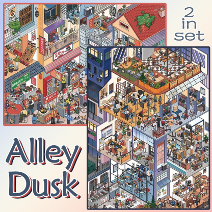 Alley Dusk DIY 3D Scene Stickers Collection - 2 Cute Miniature Scenes