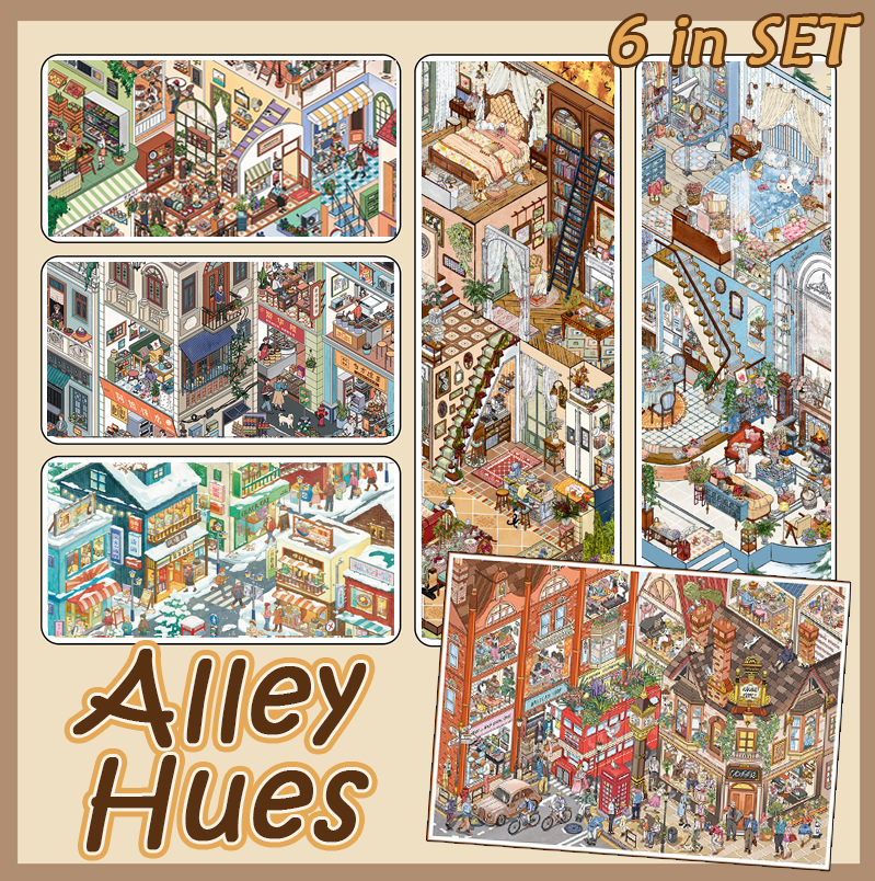 Alley Hues DIY 3D Scene Stickers Collection - 6 Cute Miniature Scenes