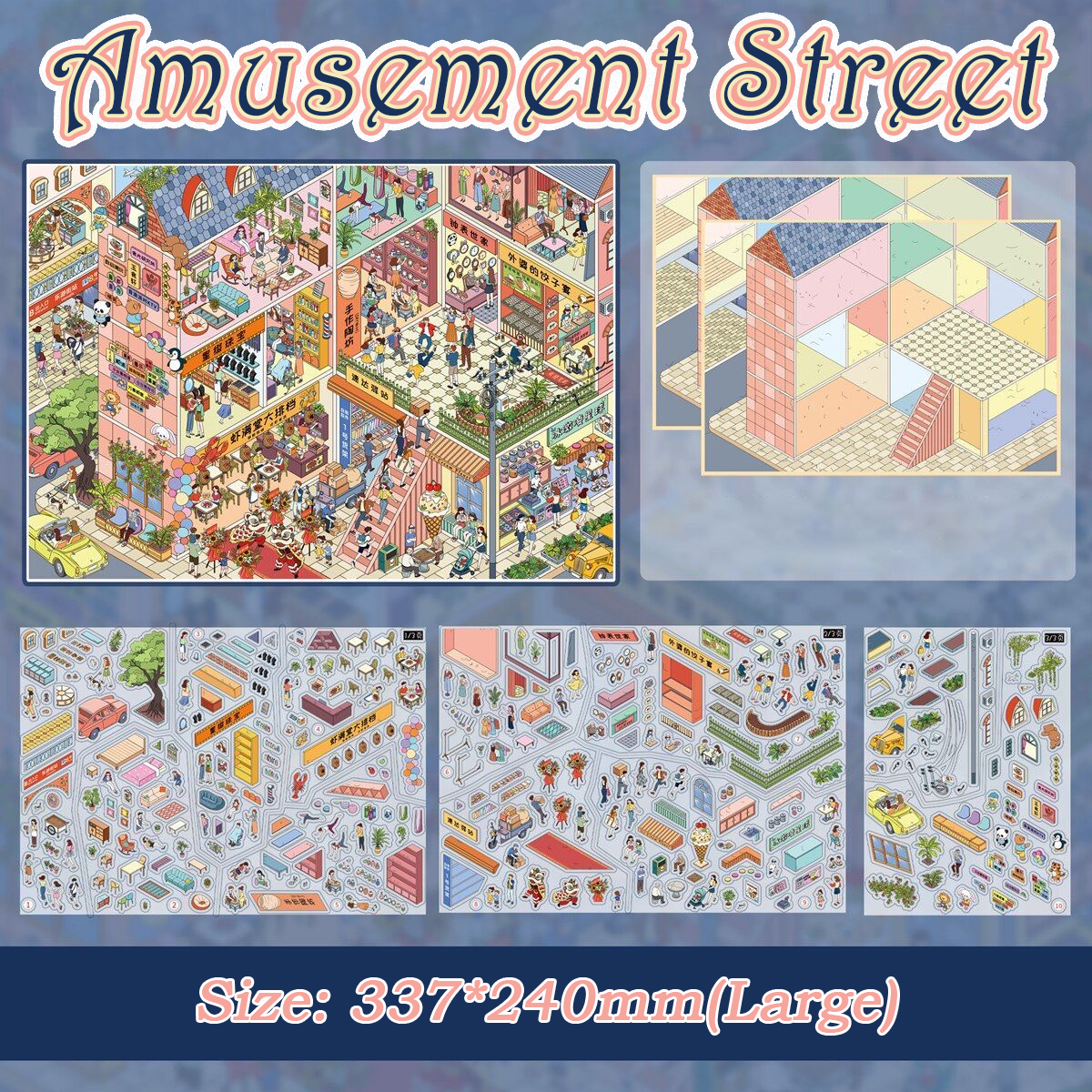 City Life Blocks DIY 3D Scene Stickers Collection - 4 Cute Miniature Scenes