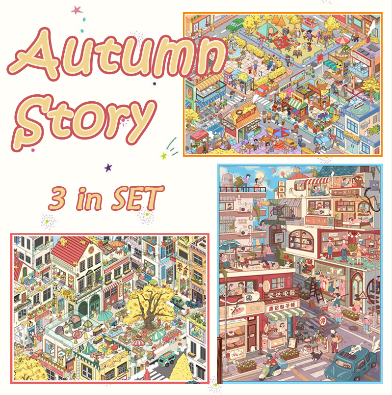 Autumn Story DIY 3D Scene Stickers - 3 Cute Miniature Scenes