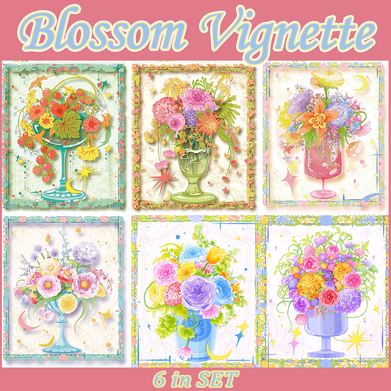 Blossom Vignette DIY 3D Scene Stickers Collection - 6 Cute Miniature Scenes