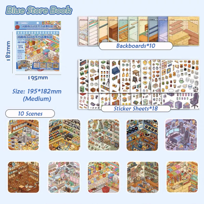 Pantry Stories Books DIY 3D Scene Stickers Collection - 2 Cute Miniature Scenes (with guidelines)