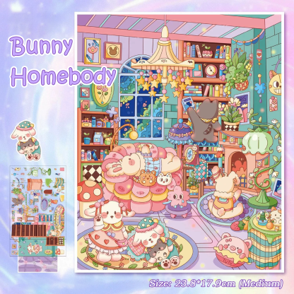 Bunny Wonderland DIY 3D Scene Stickers - 3 Cute Miniature Scene