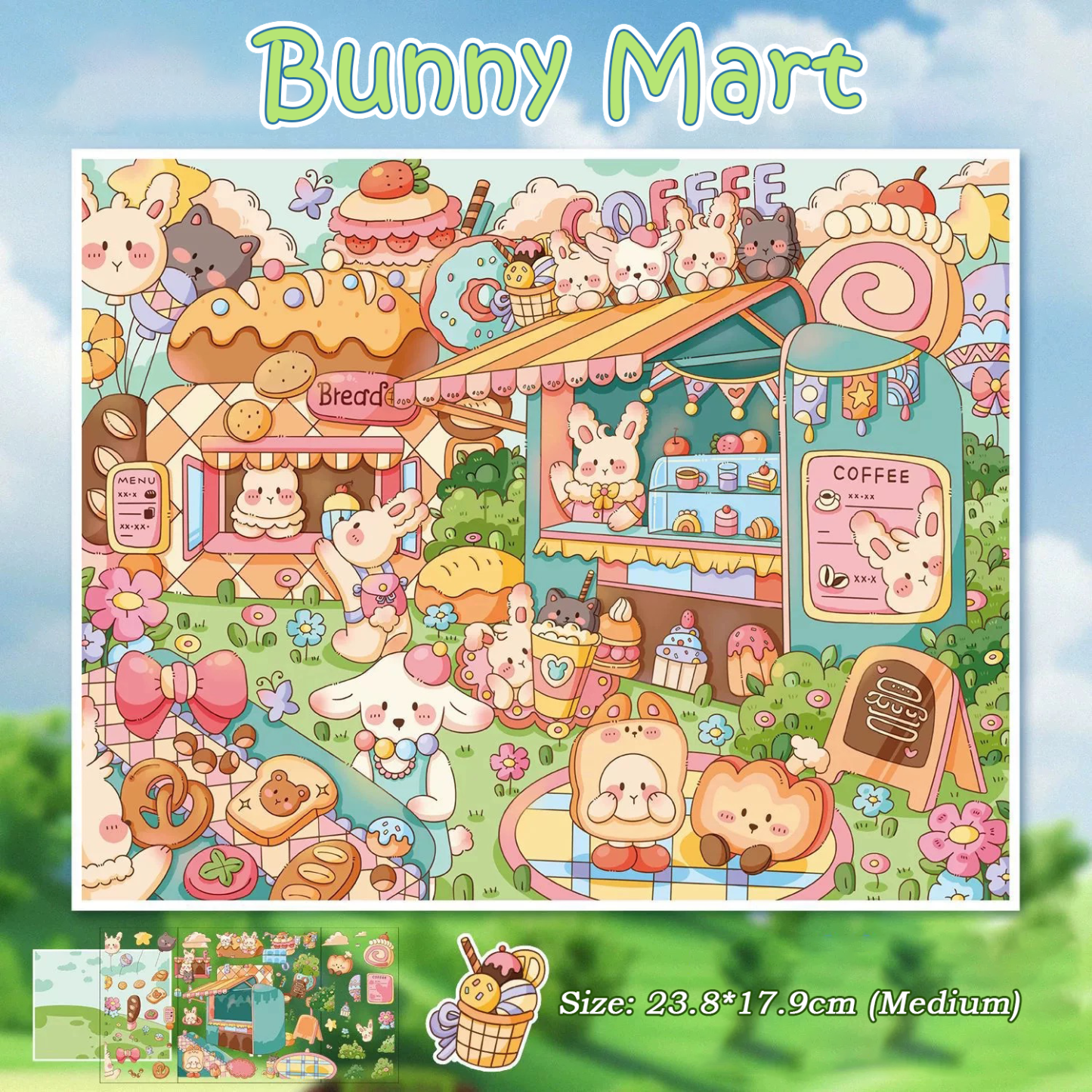 Bunny Wonderland DIY 3D Scene Stickers - 3 Cute Miniature Scene