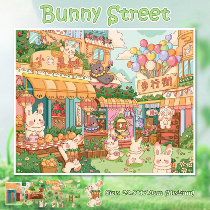 Bunny Wonderland DIY 3D Scene Stickers - 3 Cute Miniature Scene