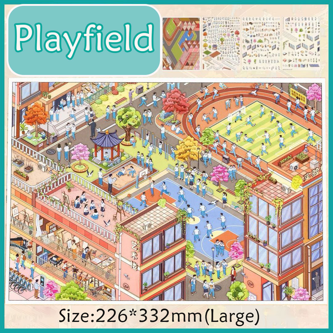School Days DIY 3D Scene Stickers Collection - 2 Cute Miniature Scenes