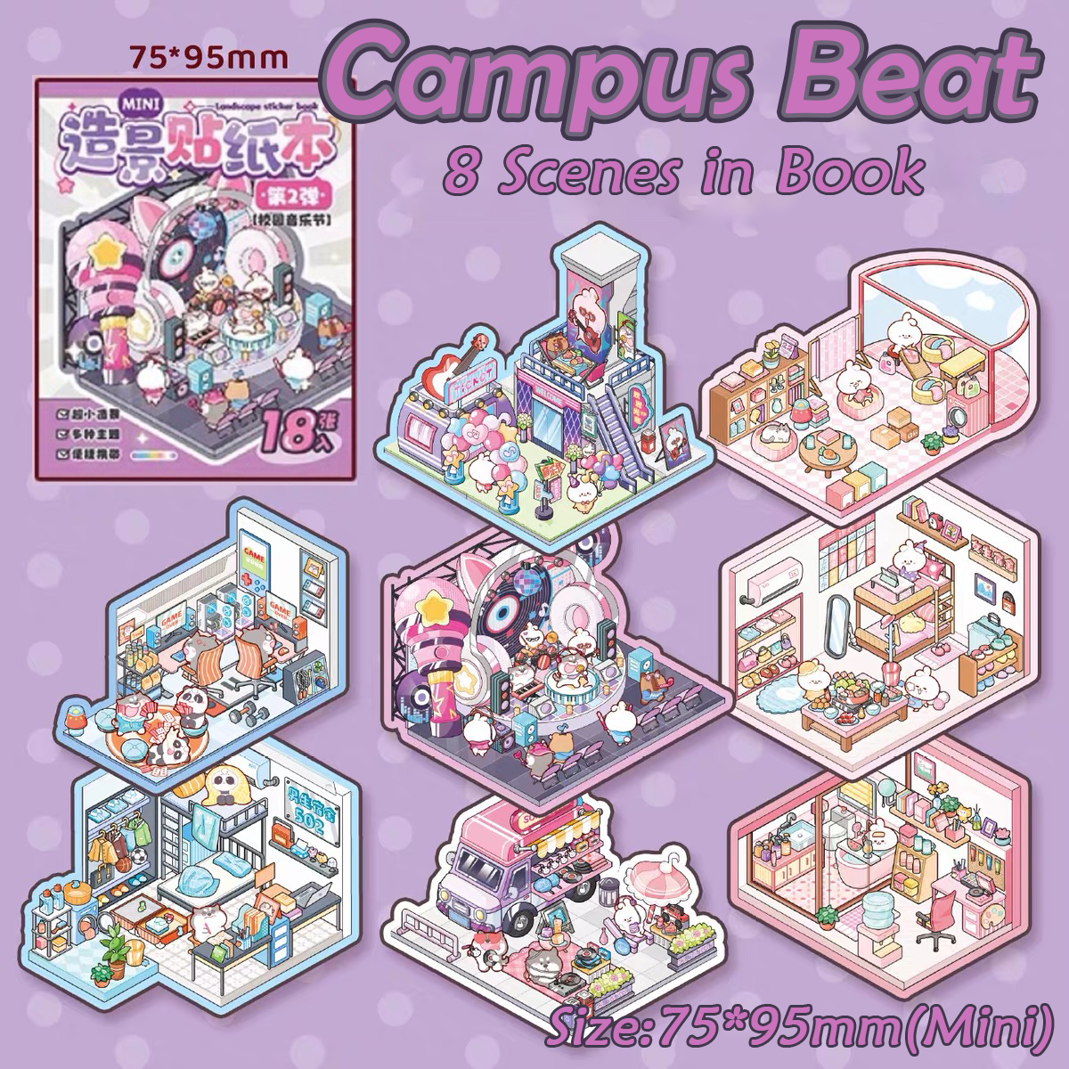 Build Mini Books DIY 3D Scene Stickers Collection - 4 Cute Miniature Scenes