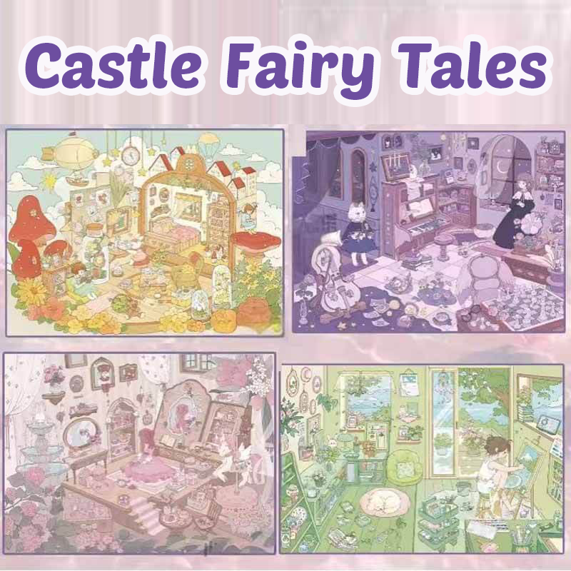 Castle fairy tales DIY 3D Sticker Collection - 4 Cute Miniature Scenes
