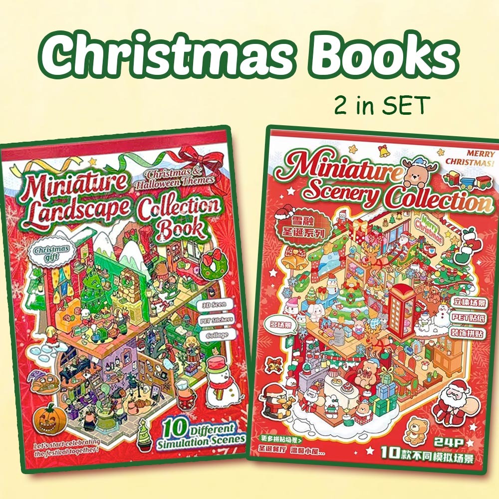 Christmas Books DIY 3D Scene Stickers - Cute Miniature Scene