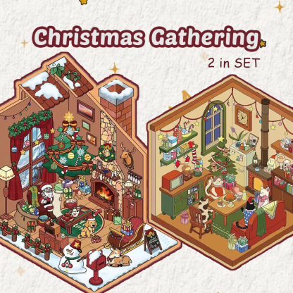 Christmas Gathering DIY 3D Sticker Collection - Cute Miniature Scene
