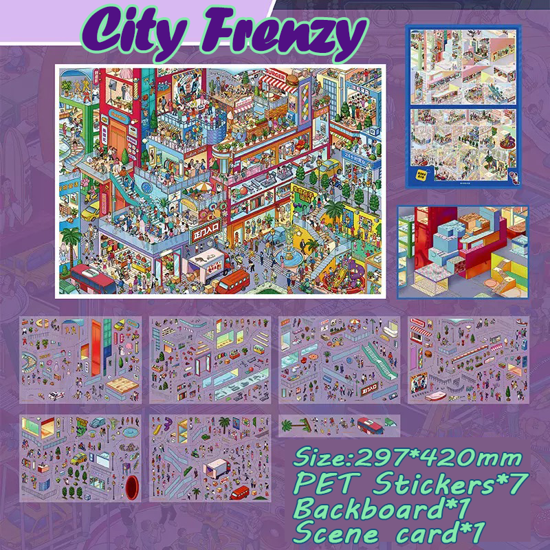 City Frenzy DIY 3D Scene Stickers - Cute Miniature Scene