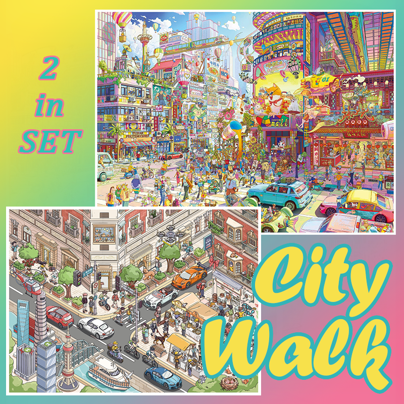 City Walk DIY 3D Scene Stickers Collection - 2 Cute Miniature Scenes