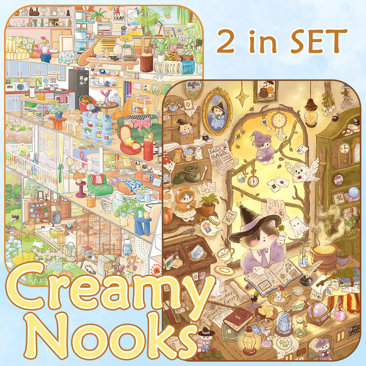 Creamy Nooks DIY 3D Scene Stickers Collection - 2 Cute Miniature Scenes