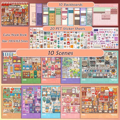Shop Owner Books DIY 3D Scene Stickers Collection - 2 Cute Miniature Scenes