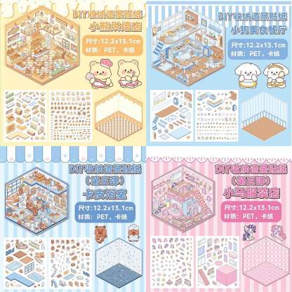 Cuddly Creations DIY 3D Sticker Collection 4 Cute Miniature Scenes