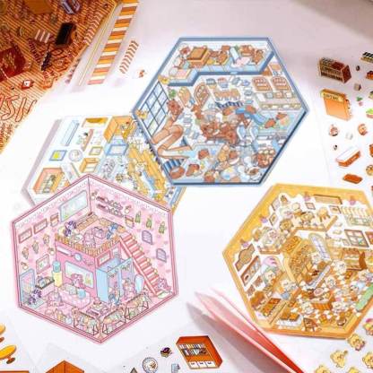 Cuddly Creations DIY 3D Sticker Collection 4 Cute Miniature Scenes