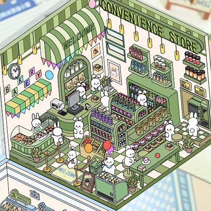 Cute Pet Shop DIY 3D Scene Stickers 4 Cute Miniature Scenes