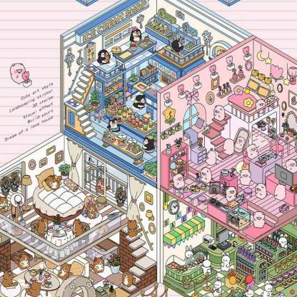 Cute Pet Shop DIY 3D Scene Stickers 4 Cute Miniature Scenes