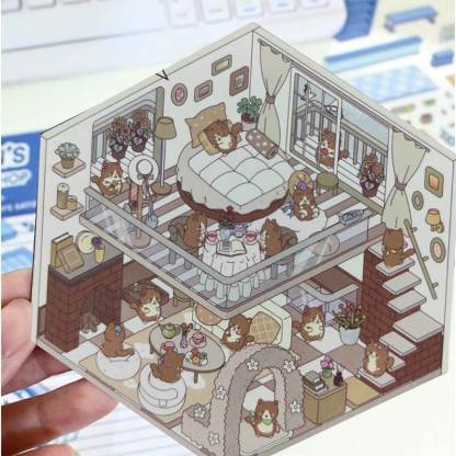 Cute Pet Shop DIY 3D Scene Stickers 4 Cute Miniature Scenes