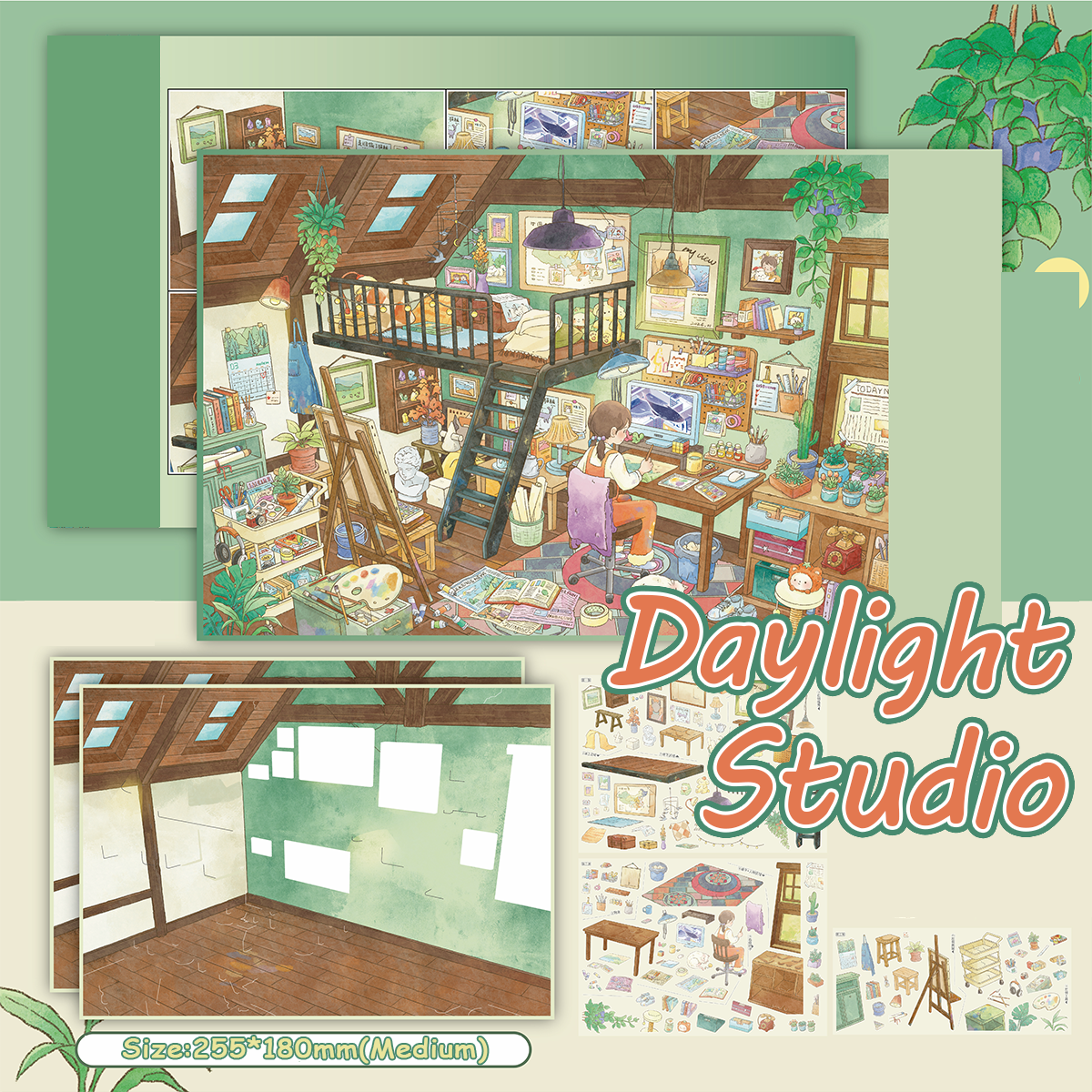 Sunny Daily DIY 3D Scene Stickers Collection - 4 Cute Miniature Scenes