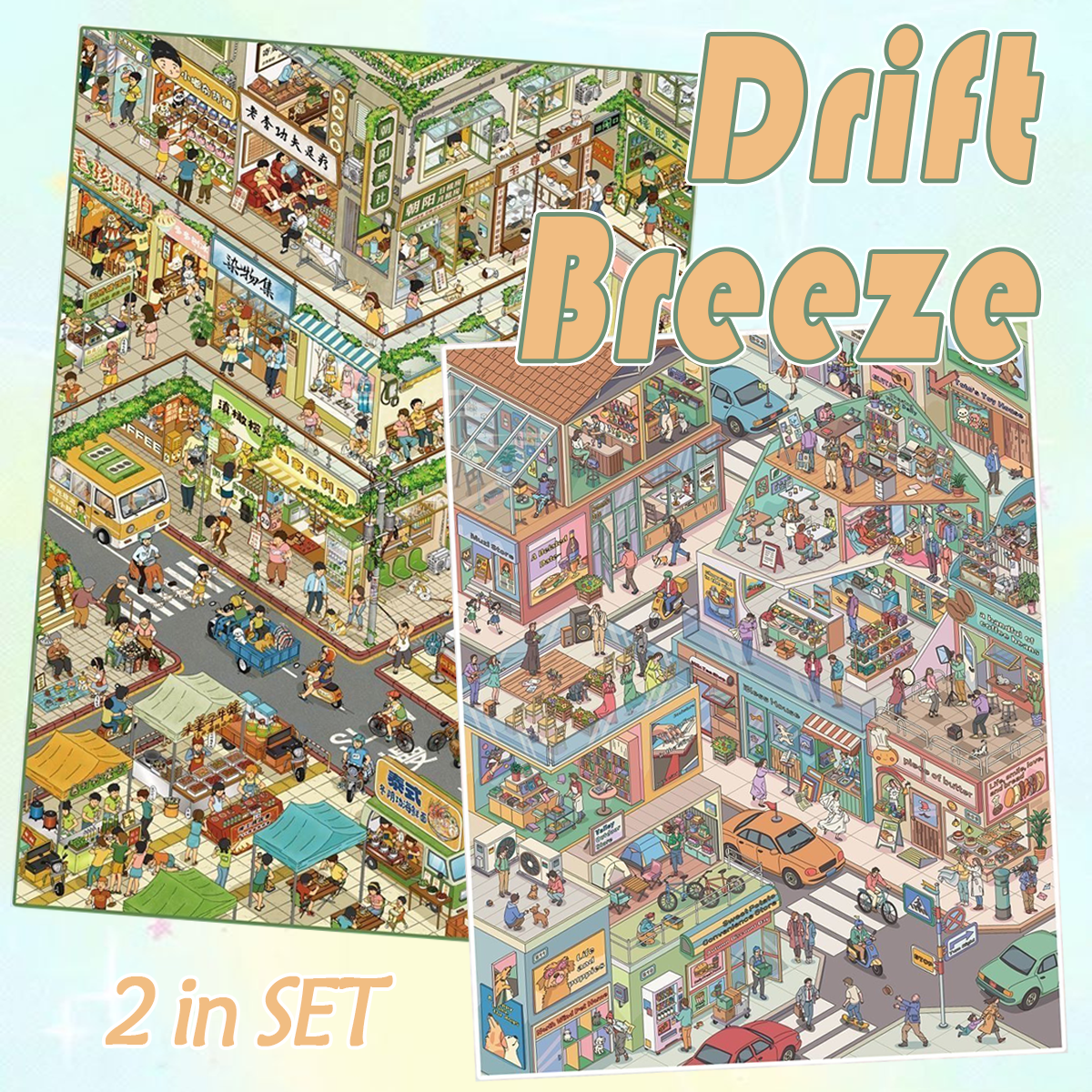 Drift Breeze DIY 3D Scene Stickers Collection - 2 Cute Miniature Scenes