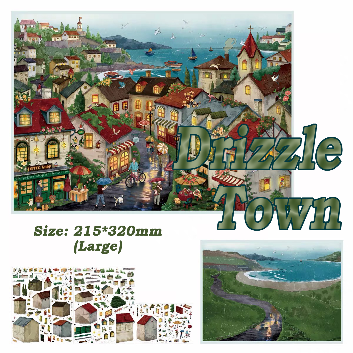 Town Scenery DIY 3D Sticker Collection - 2 Cute Miniature Scene