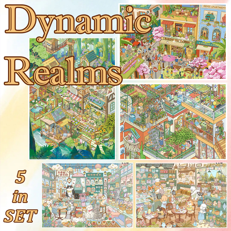 Dynamic Realms DIY 3D Scene Stickers Collection - 5 Cute Miniature Scenes