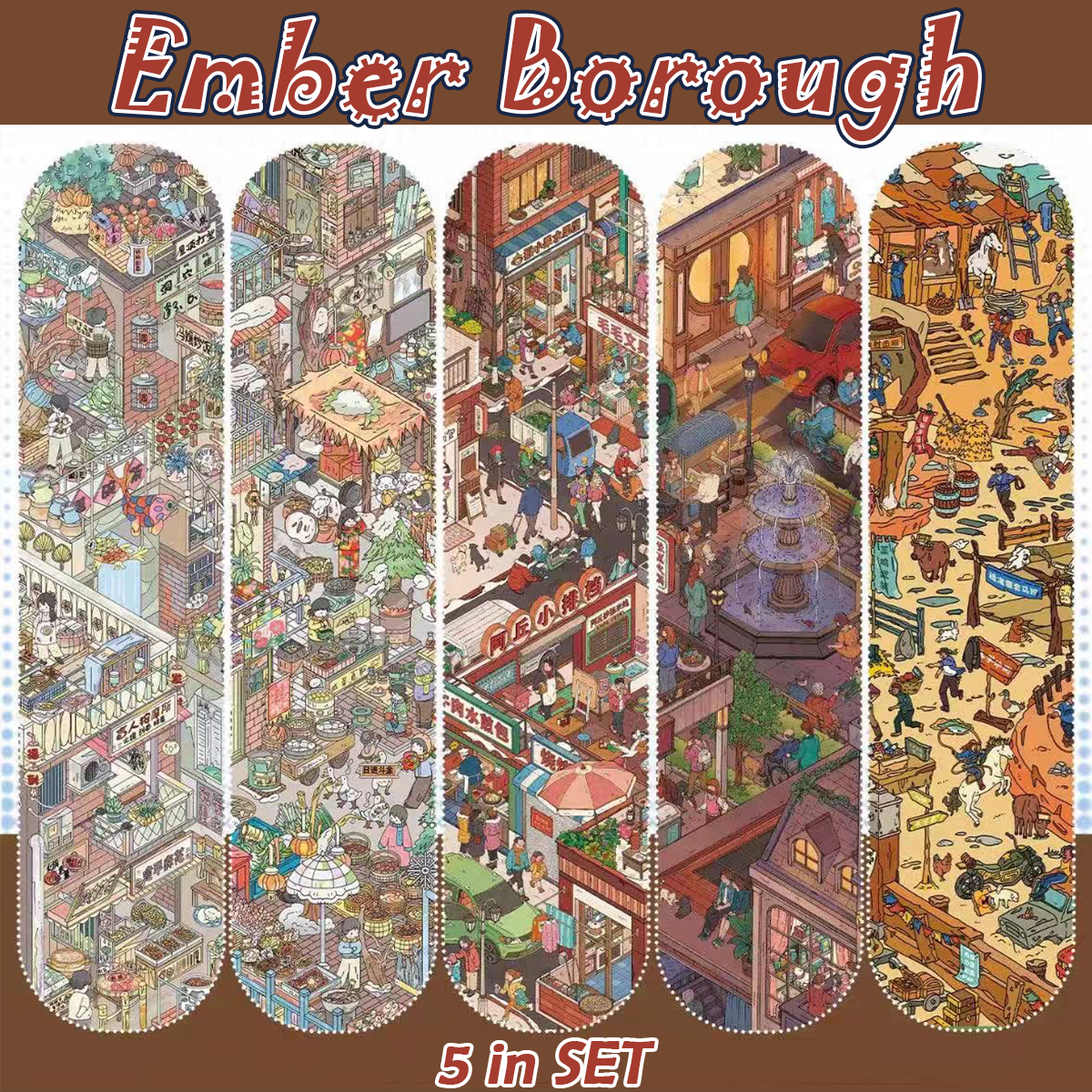 Ember Borough DIY 3D Scene Stickers Collection - 5 Cute Miniature Scenes