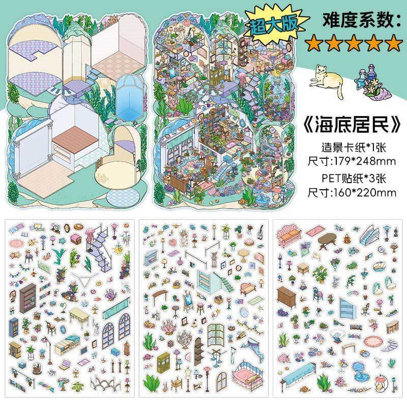 Enchanted Habitat DIY 3D Scene Stickers 2 Cute Miniature Scenes