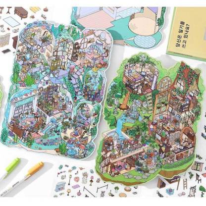 Enchanted Habitat DIY 3D Scene Stickers 2 Cute Miniature Scenes