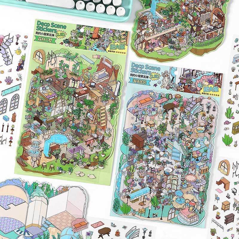 Enchanted Habitat DIY 3D Scene Stickers 2 Cute Miniature Scenes