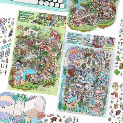 Enchanted Habitat DIY 3D Scene Stickers 2 Cute Miniature Scenes