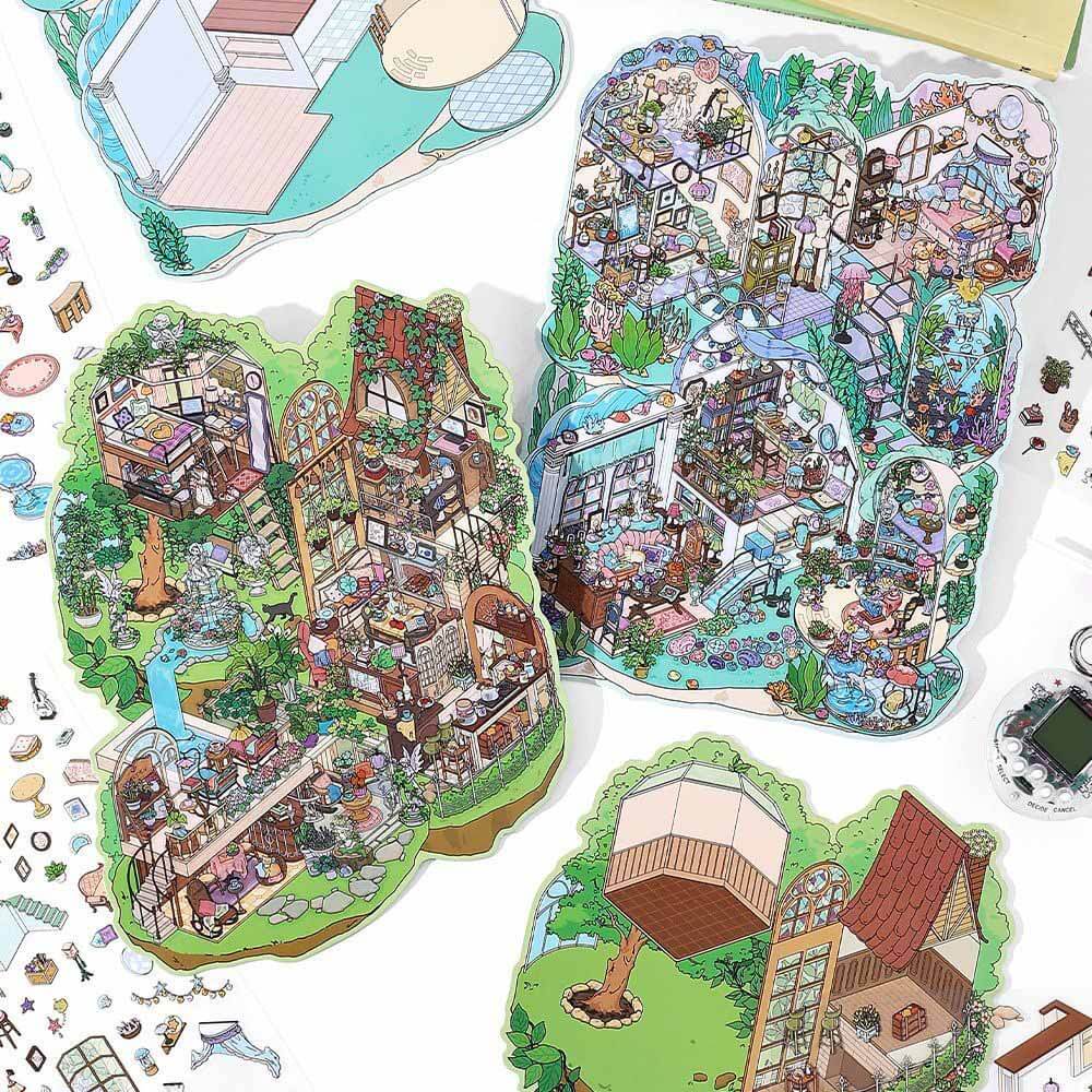 Enchanted Habitat DIY 3D Scene Stickers 2 Cute Miniature Scenes