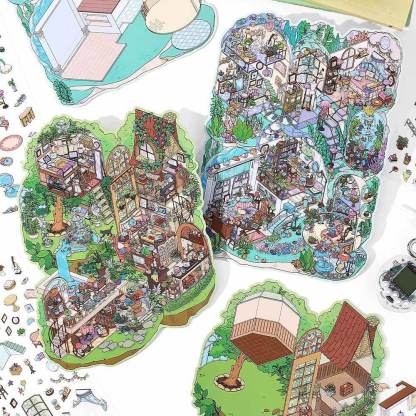 Enchanted Habitat DIY 3D Scene Stickers 2 Cute Miniature Scenes