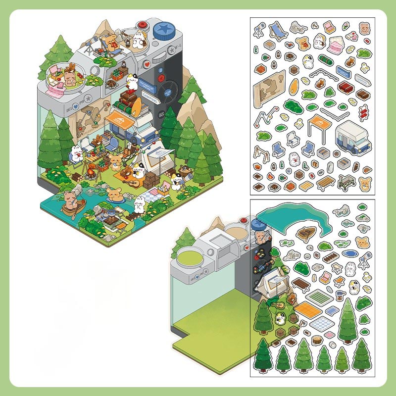 Fantasy Gift Shop DIY 3D Scene Stickers 4 Cute Miniature Scenes