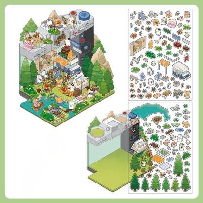 Fantasy Gift Shop DIY 3D Scene Stickers 4 Cute Miniature Scenes
