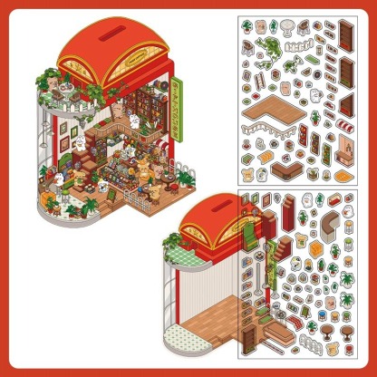 Fantasy Gift Shop DIY 3D Scene Stickers 4 Cute Miniature Scenes