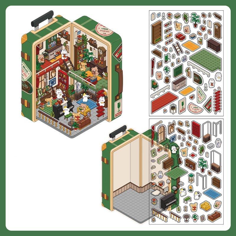 Fantasy Gift Shop DIY 3D Scene Stickers 4 Cute Miniature Scenes