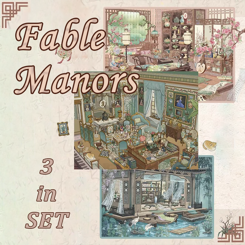 Fable Manors DIY 3D Scene Stickers Collection - 3 Cute Miniature Scenes