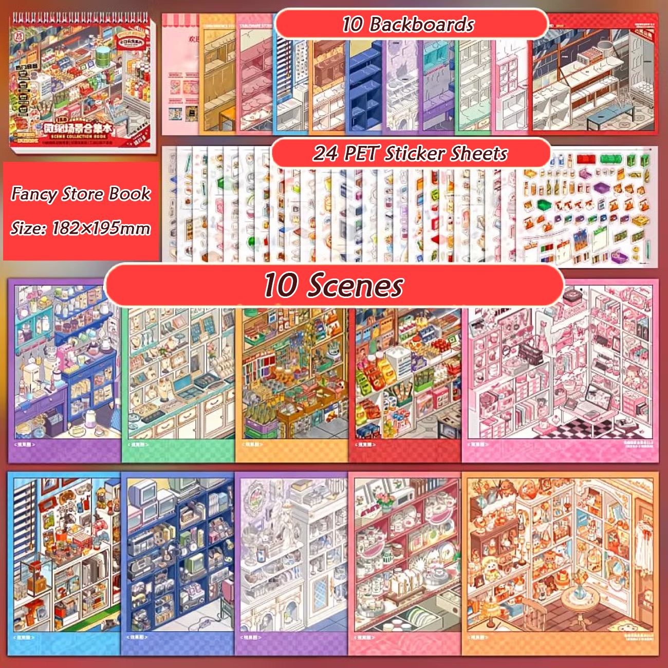 Shop Owner Books DIY 3D Scene Stickers Collection - 2 Cute Miniature Scenes