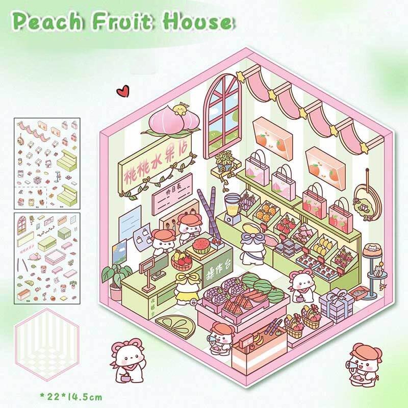 Fluffy Sweet Haven DIY 3D Scene Stickers 4 Cute Miniature Scenes
