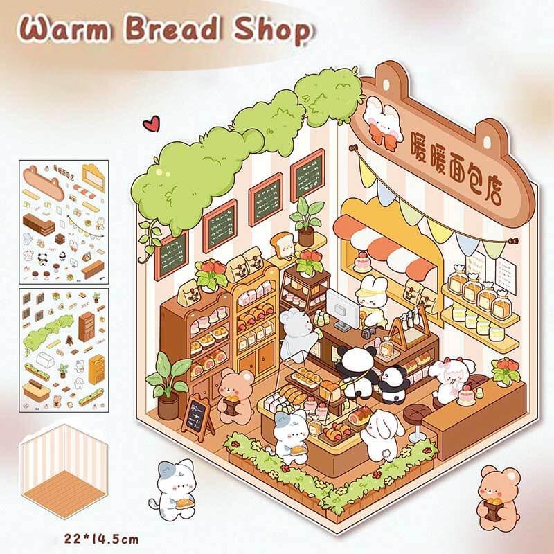 Fluffy Sweet Haven DIY 3D Scene Stickers 4 Cute Miniature Scenes