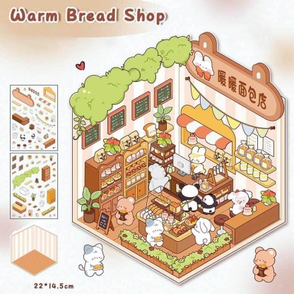 Fluffy Sweet Haven DIY 3D Scene Stickers 4 Cute Miniature Scenes
